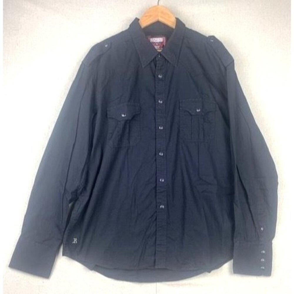 Rock & Roll Cowboy Black Long‎ Sleeve Western Shirt XL with Intricate Embroidery